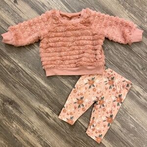 Nanette Baby Matching Glitter Sweater and Floral Pants Outfit Size 0-3 Months